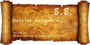Bettler Balabán névjegykártya